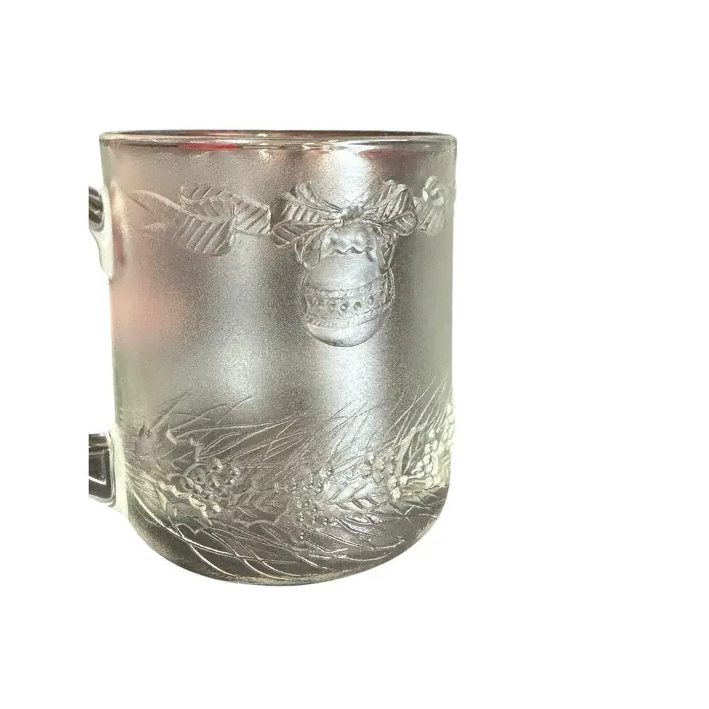 VTG Christmas Holiday Mugs (4) Duralex Saint-Gobain Maxi-Tasses De Noel Glass‎